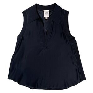 Cinq A Sept Womens Black Lysandra Silk Sleeveless Top Sz XXS Quiet Luxury Blouse